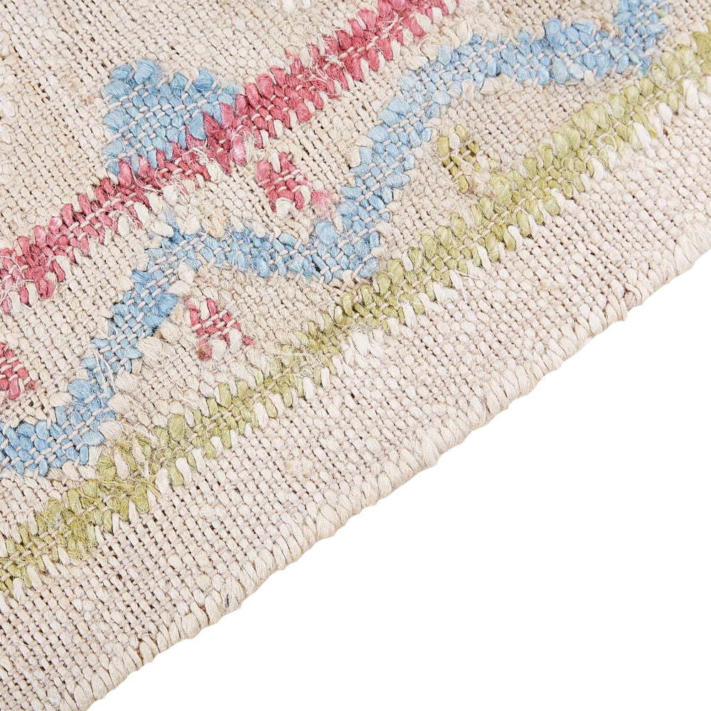 Tappeto in iuta beige multicolore 80 x 150 cm fatto a mano con nappe soggiorno camera da letto