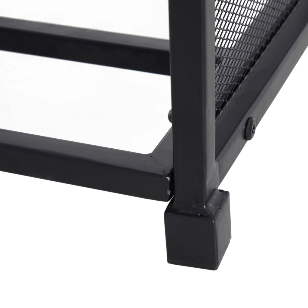 EasyComfort Portalegna da Interno ed Esterno in Metallo con Ganci e 4 Attrezzi Inclusi, 39x39x68cm, Nero