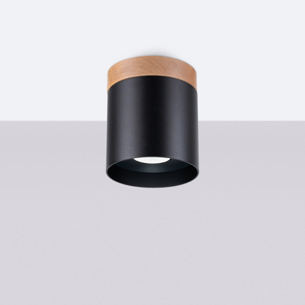 Spot soffitto BARREN nero/legno Ø12 GU10 Pure Lume