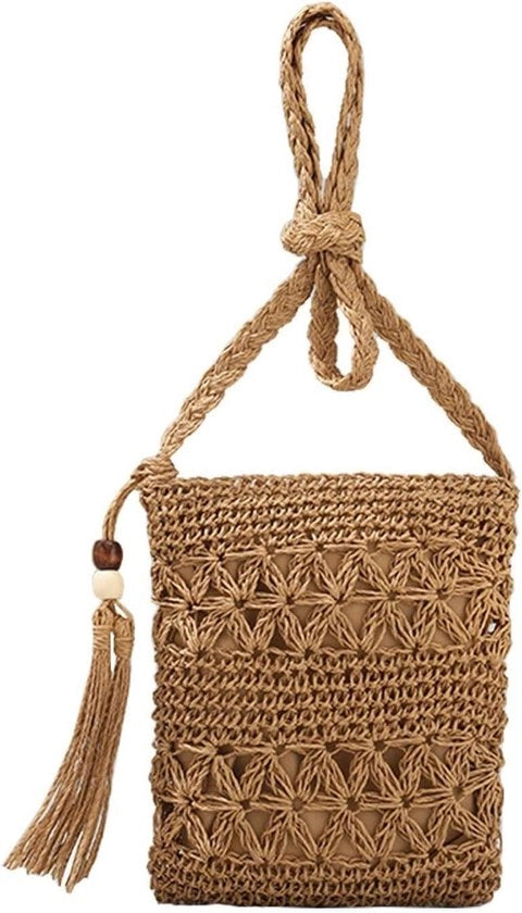 Borsa da spalla in stoffa retro per attività all'aperto - marrone - S/M.