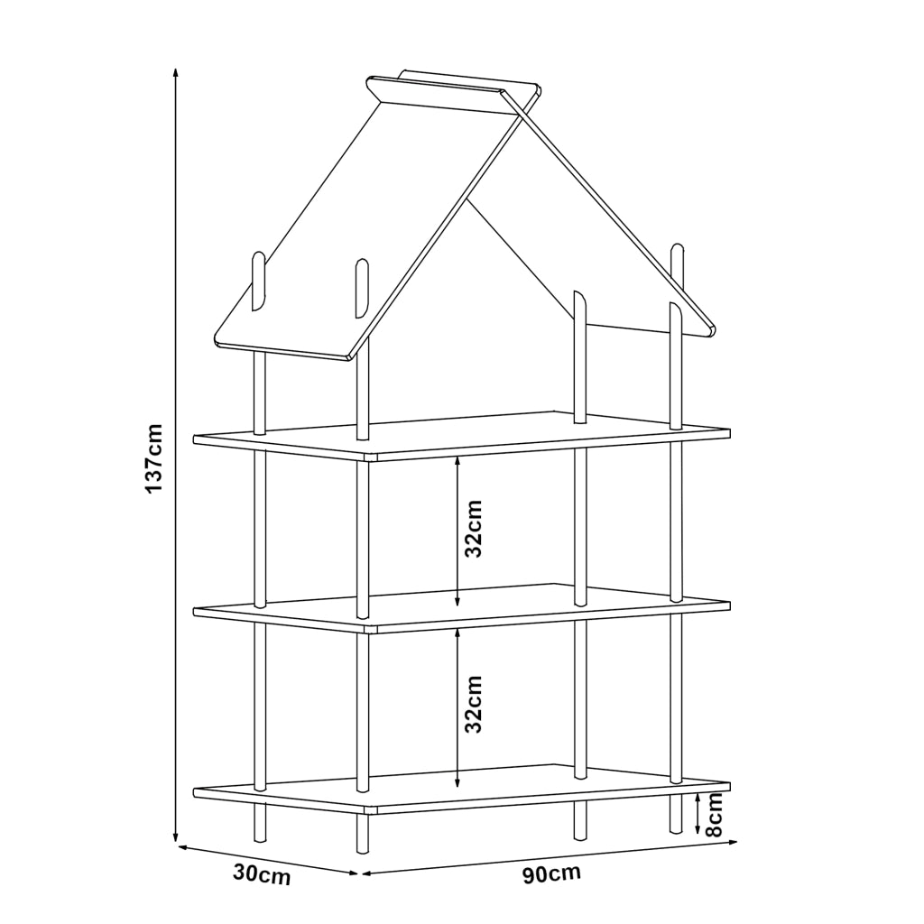 Scaffale per Cameretta Hamarøy Tettuccio a Capanna - Bambù color Naturale [en.casa]