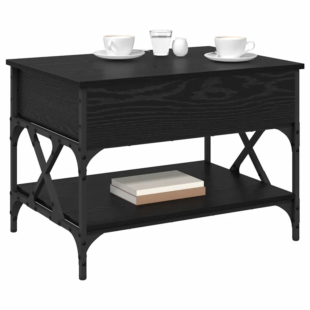 Tavolino da salotto Rovere Nero 70x50x50cm Legno multistrato 883040