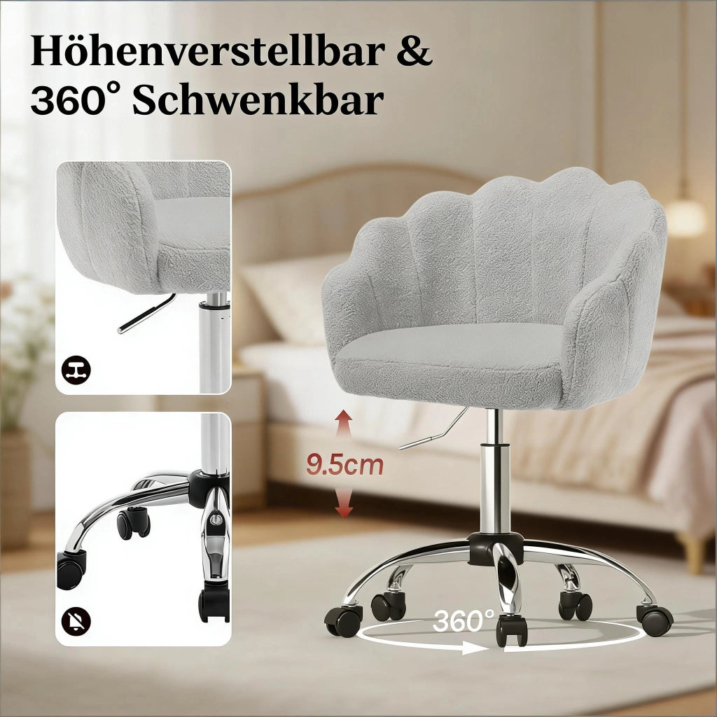SEDIA UFFICIO Regolabile 37,5x55x81,5 cm Grigio Chiaro Design a foglia