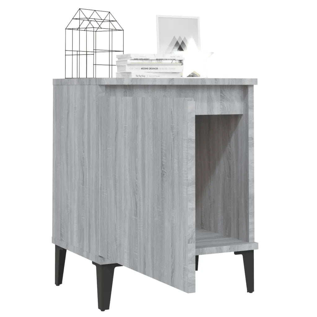 Comodini con Gambe in Metallo Grigio Sonoma 40x30x50 cm 813119