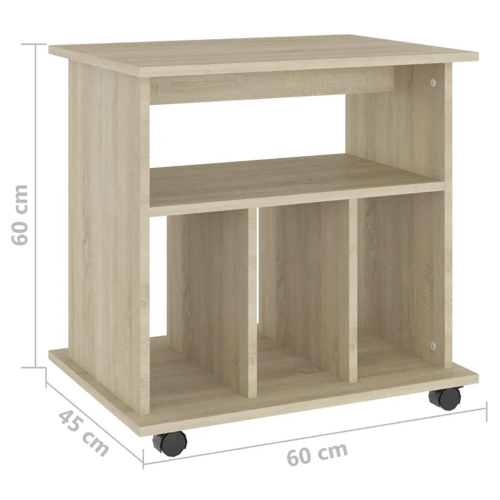 Mobiletto con Ruote Rovere Sonoma 60x45x60 cm Legno Multistrato 808479