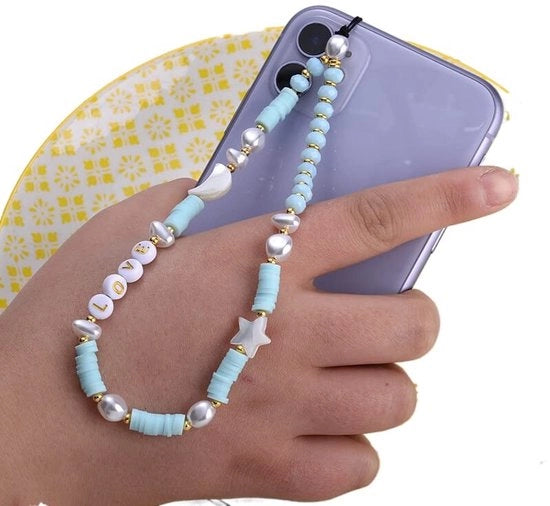 Catenella colorata per telefono - Porta telefono - Anti-perdita - Accessorio per telefono - Manufatto artigianale - 25 cm - 28,5 cm di lunghezza - Cavo per telefono