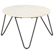 Tavolino da CaffÃ¨ Bianco 65x65x42 cm Pietra Vera Testura Marmo cod mxl 16777