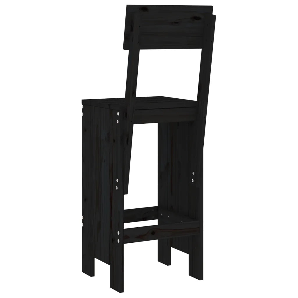 Sgabelli da Bar 2pz Neri 40x48,5x115,5 cm Legno Massello Pino 825363