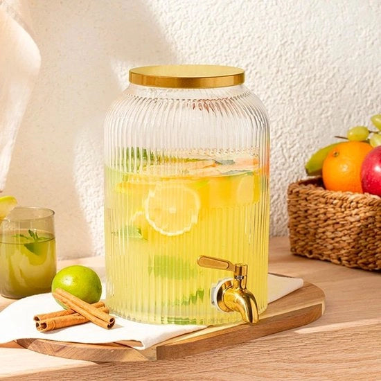 Dispensatore di acqua con fontana in vetro per bevande - Capacità 5 L