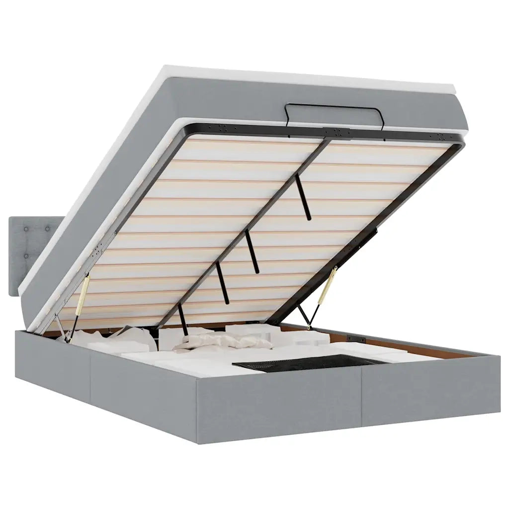 Pouf Letto con Materasso Grigio Chiaro 140x190 cm in Tessuto 3311622