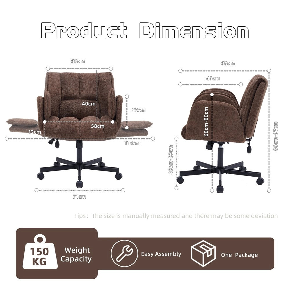 Sedia da Ufficio Girevole con Rotelle e Braccioli Pieghevoli ¨C MINIMAL ¨C Altezza Regolabile, Caff¨¨