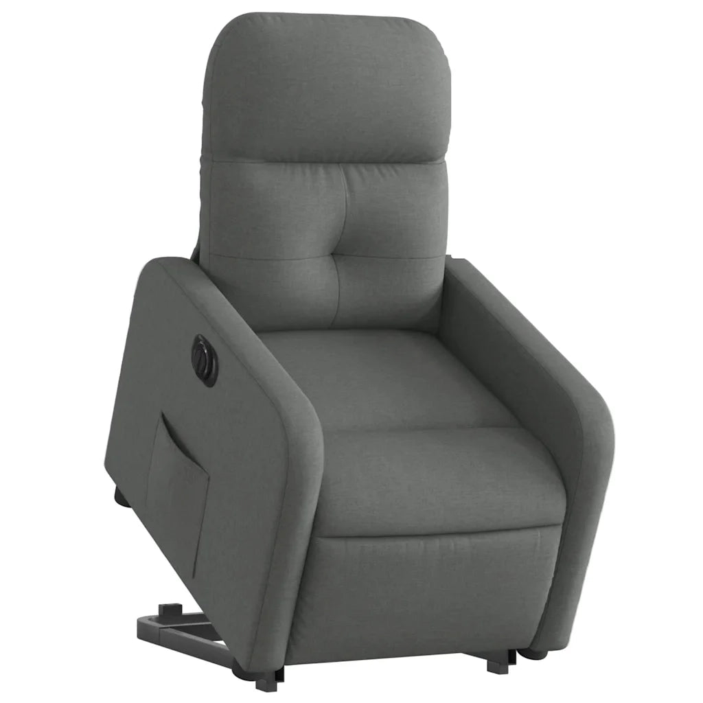 vidaXL Poltrona Alzapersona Reclinabile Elettrica Grigio Scuro Tessuto