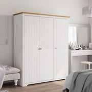 Armadio BODO 146x53,5x173 cm Legno Massello Pino Bianco Marrone 355063
