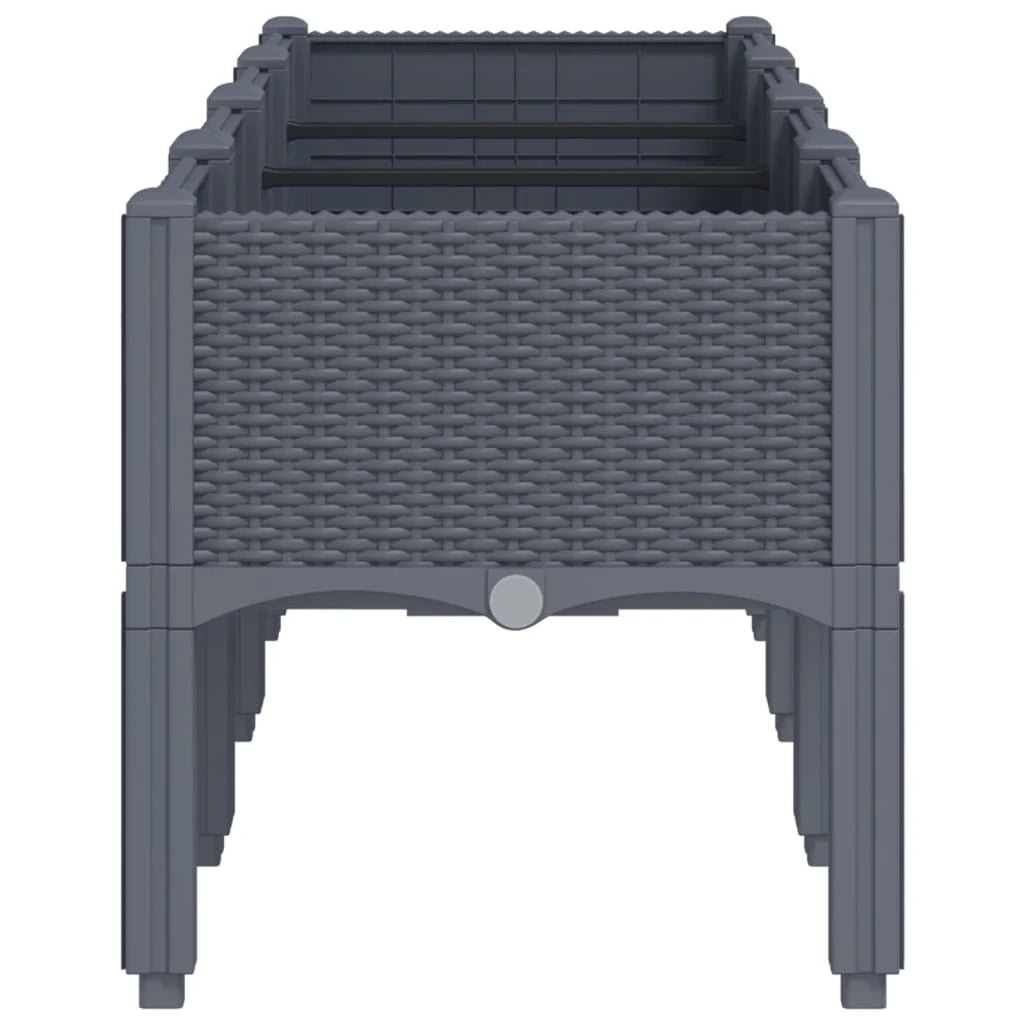 Fioriera rialzata per piante fiori patio giardino con gambe 160 x 40 x 42 cm PP grigio 02_0038158