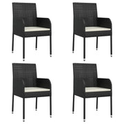 Sedie da Giardino con Cuscini 4 pz | Sedie da Esterno in Polyrattan Nere