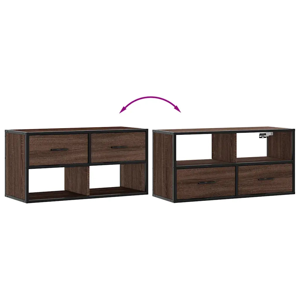 vidaXL Mobile TV Rovere Marrone 80x31x39,5cm Legno Multistrato Metallo
