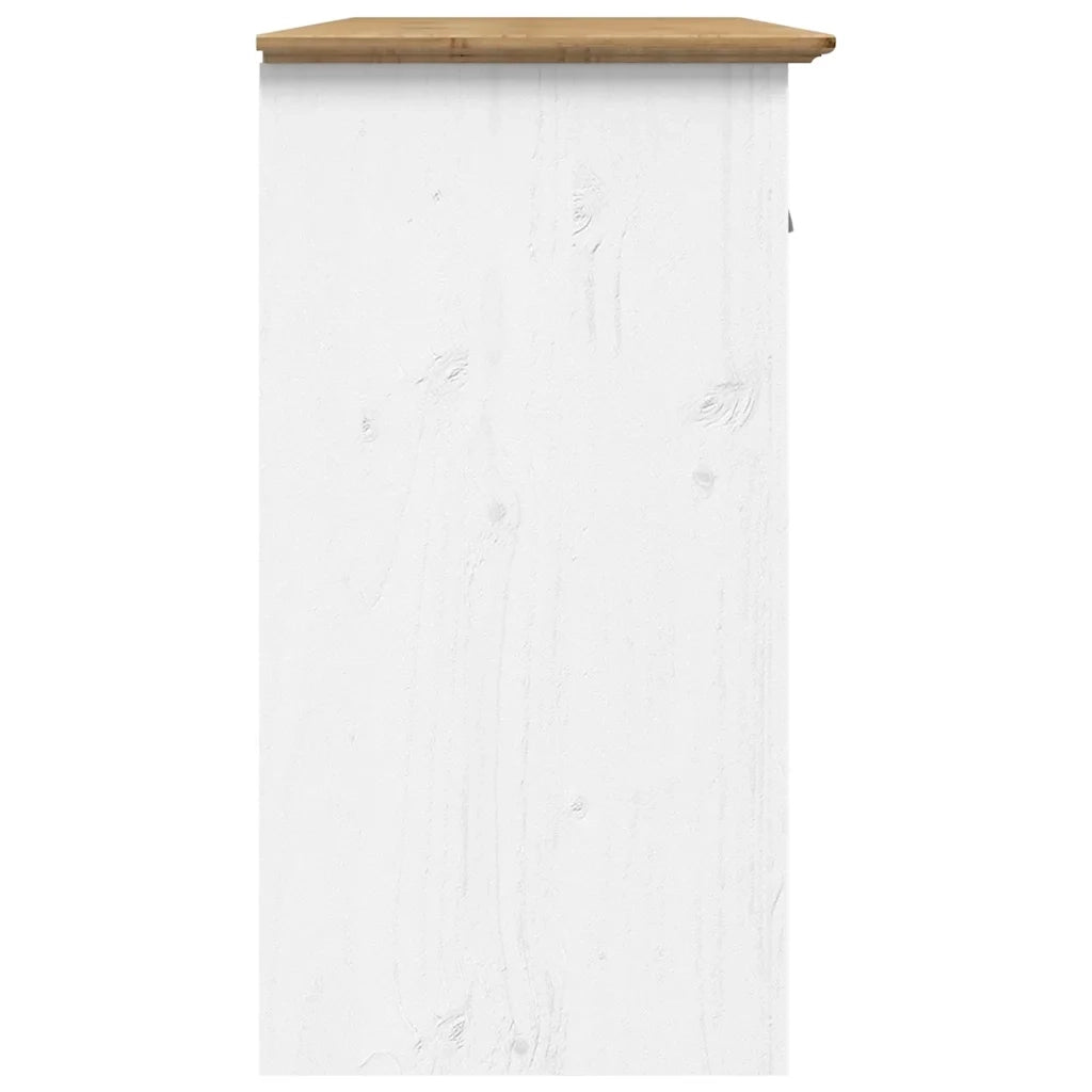 Credenza BODO 115,5x44x80 cm Legno Massello Pino Bianco Marrone 355066