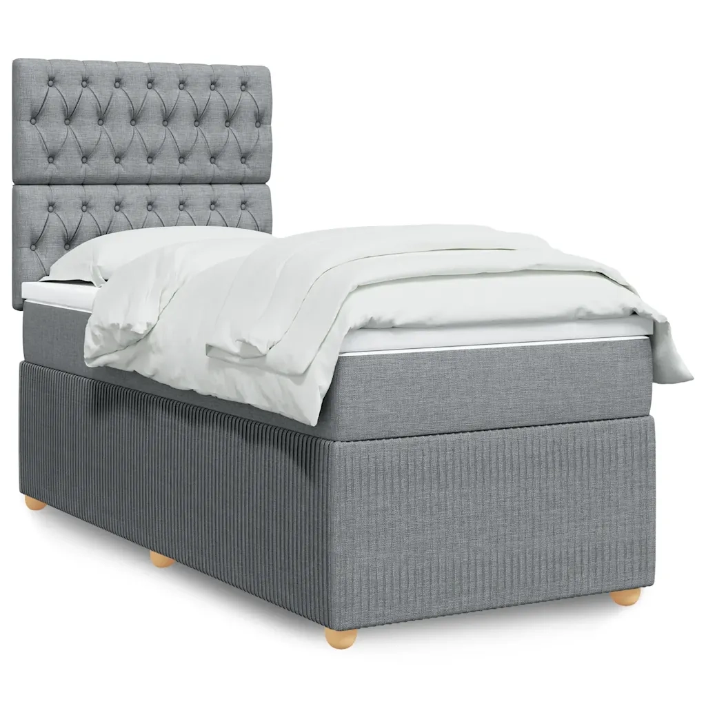 Giroletto a Molle con Materasso Grigio Chiaro100x200 cm Tessuto
