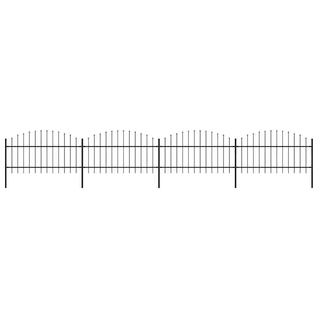 Recinzione da Giardino con Punta a Lancia in Acciaio 671x125 cm Nero 277724