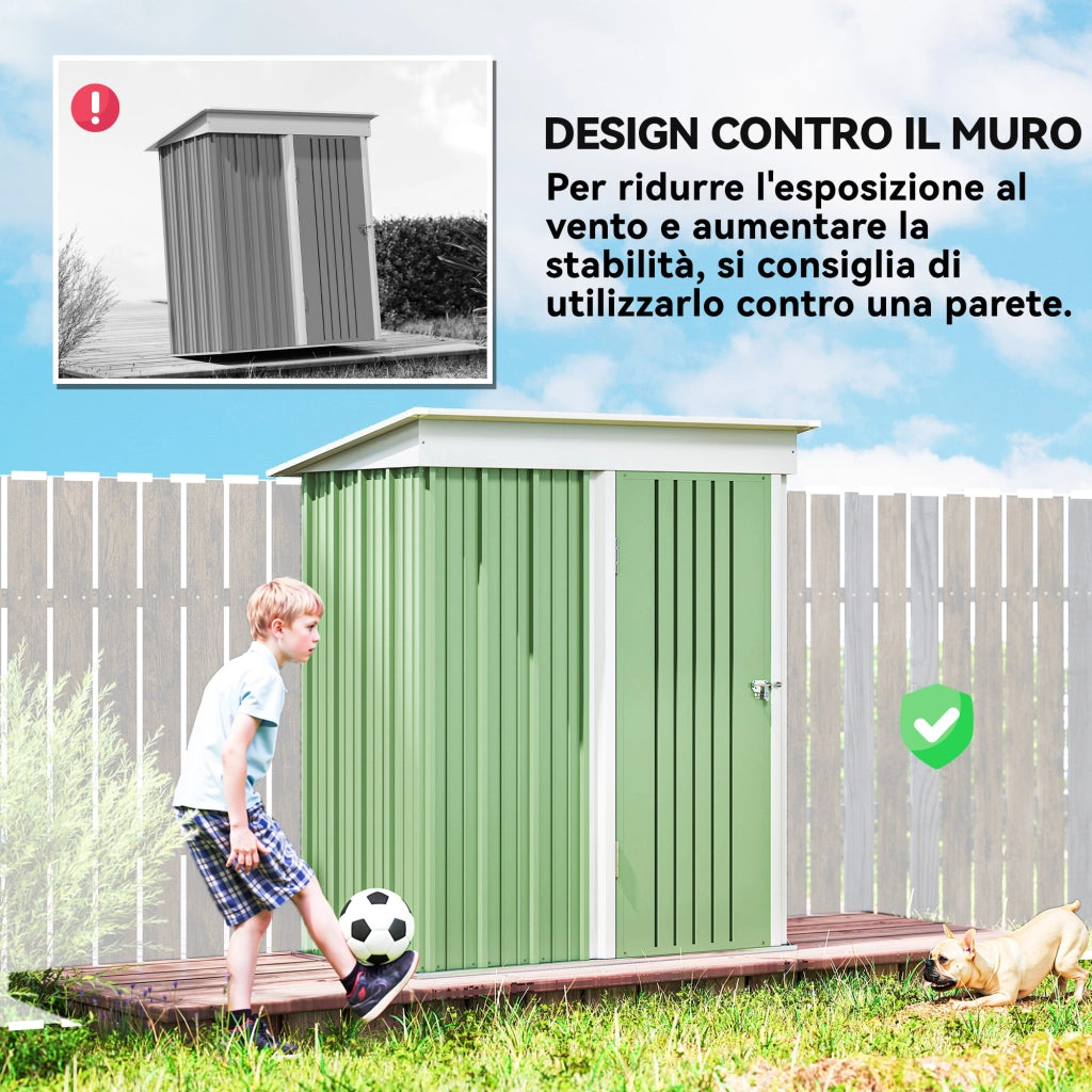 Casetta Attrezzi in Acciaio ¨C Zephmum ¨C Verde 161x95x163/181cm