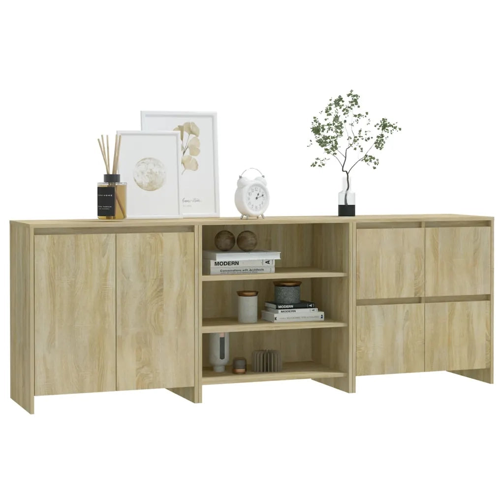 Credenze 3 pz Rovere Sonoma in Legno Multistrato cod mxl 77053