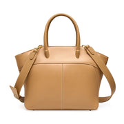 Borsa a tracolla da donna in vera pelle, modello tote bag, colore marrone.