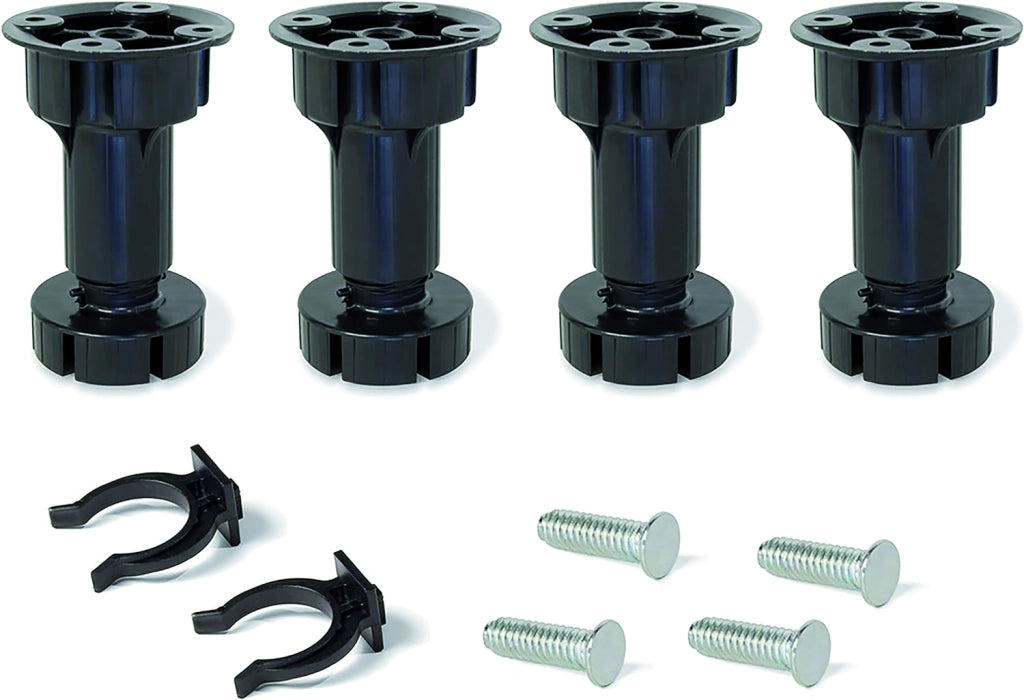SET PIEDINI PER MOBILI DA CUCINA IN PLASTICA CON GANCIO mm. 150 h 4 pz.