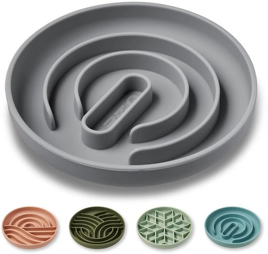 Anti-Gulping per Cani, Anti-Gulping per Cani e Gatti, Alimentazione Salutare Prevenzione del Senso di Soffio, Antiscivolo, Materiale Ecologico Silicone (Grigio Sabbia)