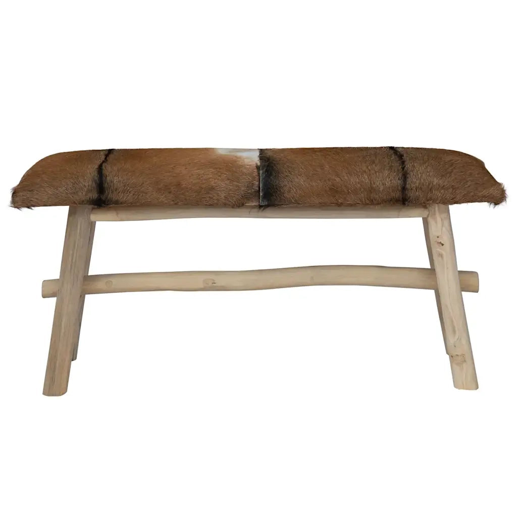 Panca in Vera Pelle e Teak cod mxl 49951
