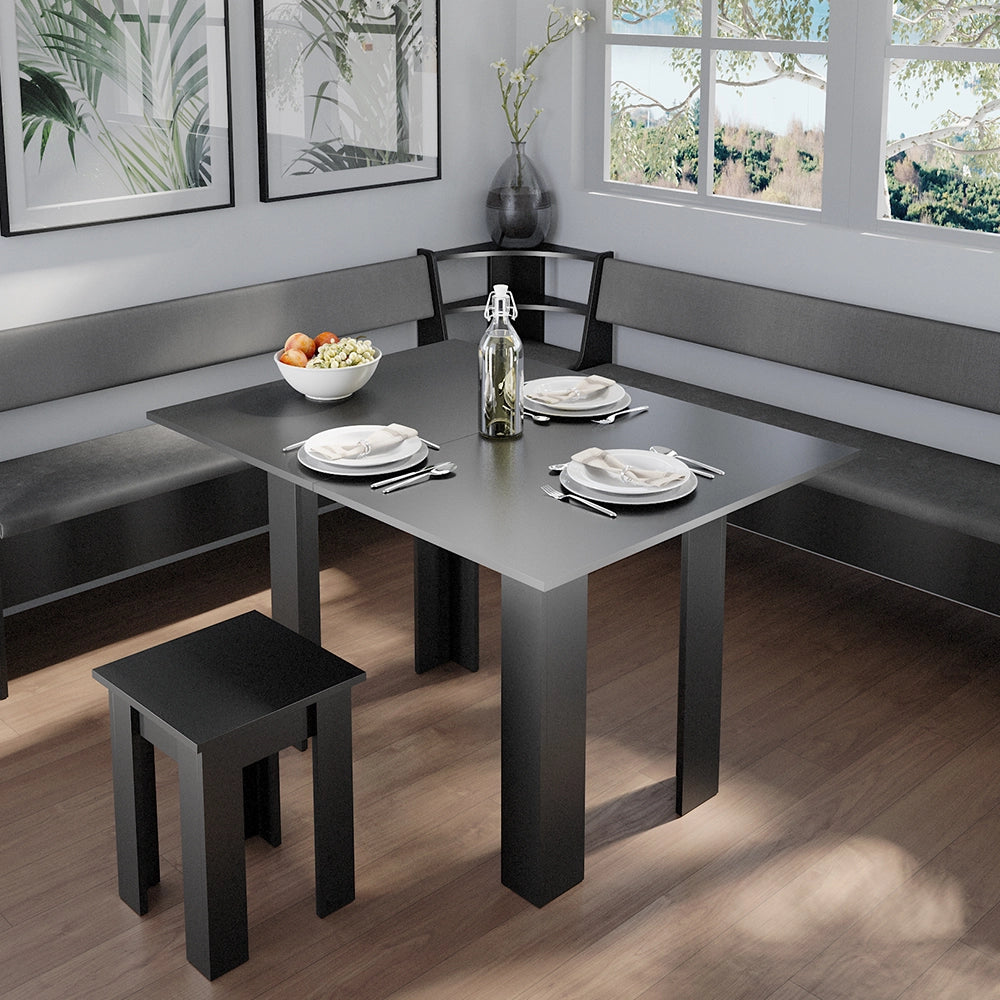 Vicco Gruppo panca ad angolo Nero 210 x 41.5 cm con tavolo