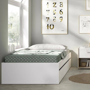 Letto per bambini Aka, Lettino per cameretta, Set camera da letto, Struttura porta materasso, 96x195 h40 cm, Bianco