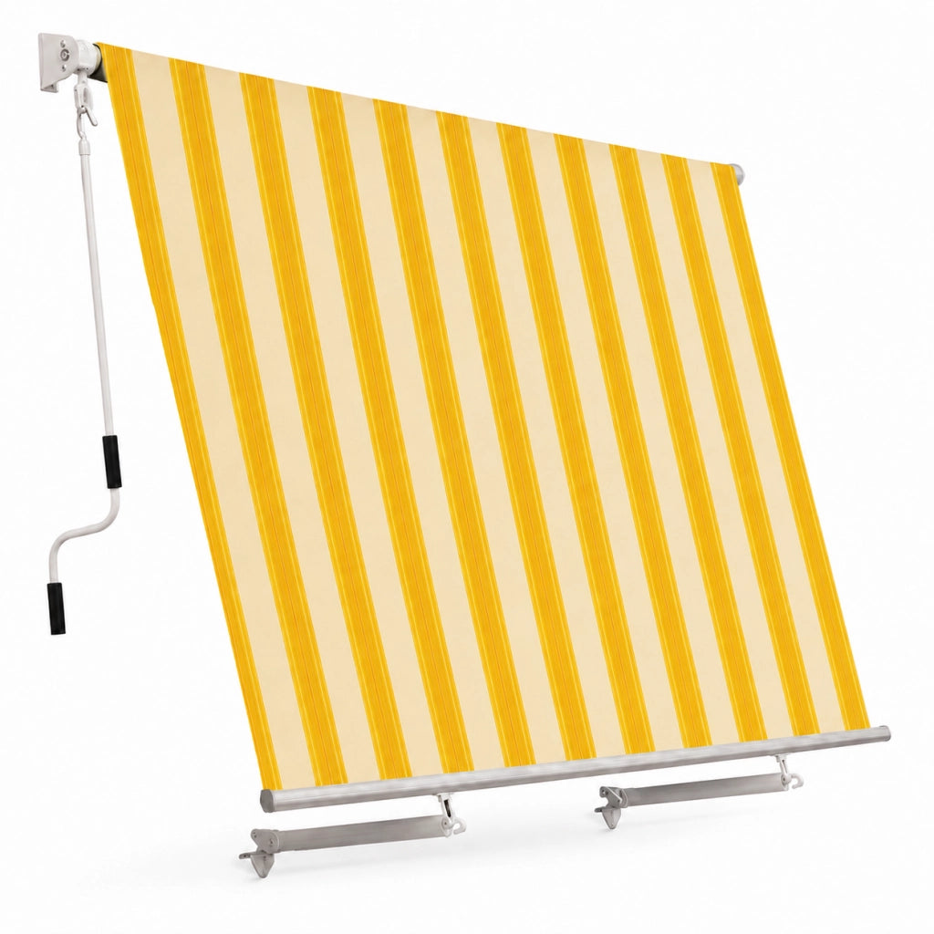 Tenda Da Sole Con Struttura In Alluminio Con Manovella Tessuto In Poliestere 280G Protezione Solare Privacy Per Spazi Esterni Veranda Balcone Terrazza 295X250X50 Cm Giallo E Beige