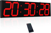 Cronografo digitale 27'' a doppia faccia, orologio multifunzione con timer, visualizzazione temperatura e data, grande display per corridoi, stazioni ferroviarie e ospedali (rosso)