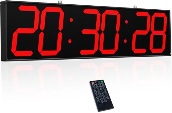 Cronografo digitale 27'' a doppia faccia, orologio multifunzione con timer, visualizzazione temperatura e data, grande display per corridoi, stazioni ferroviarie e ospedali (rosso)