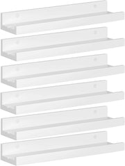 Set di 6 scaffali da Parete, per Foto, per Soggiorno, Camera da Letto, Bagno, Cucina, 60 x 5 x 12 cm