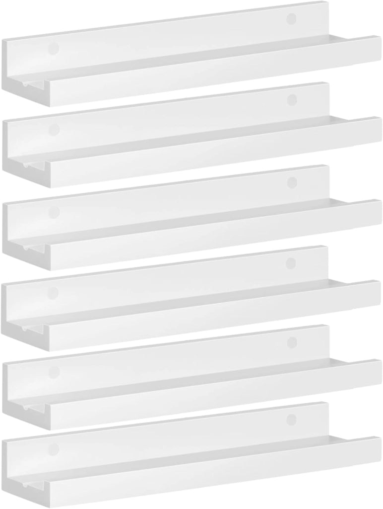 Set di 6 scaffali da Parete, per Foto, per Soggiorno, Camera da Letto, Bagno, Cucina, 60 x 5 x 12 cm