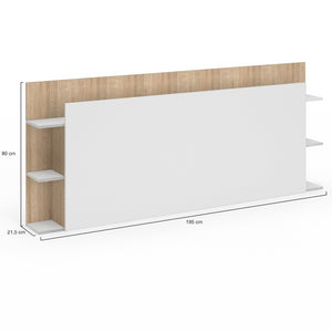 IDMarket - Cabecero CIRI para camas de 140 y 160 CM con compartimentos blancos y de madera