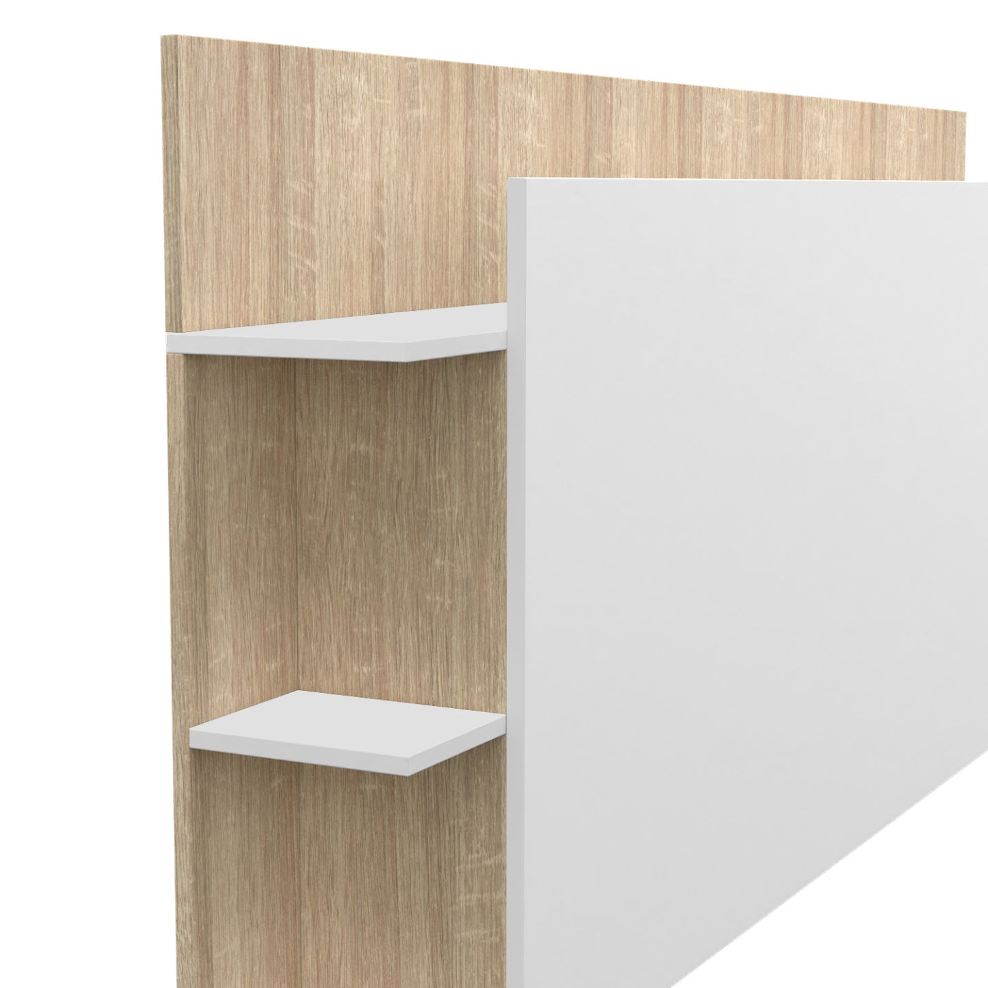 IDMarket - Cabecero CIRI para camas de 140 y 160 CM con compartimentos blancos y de madera