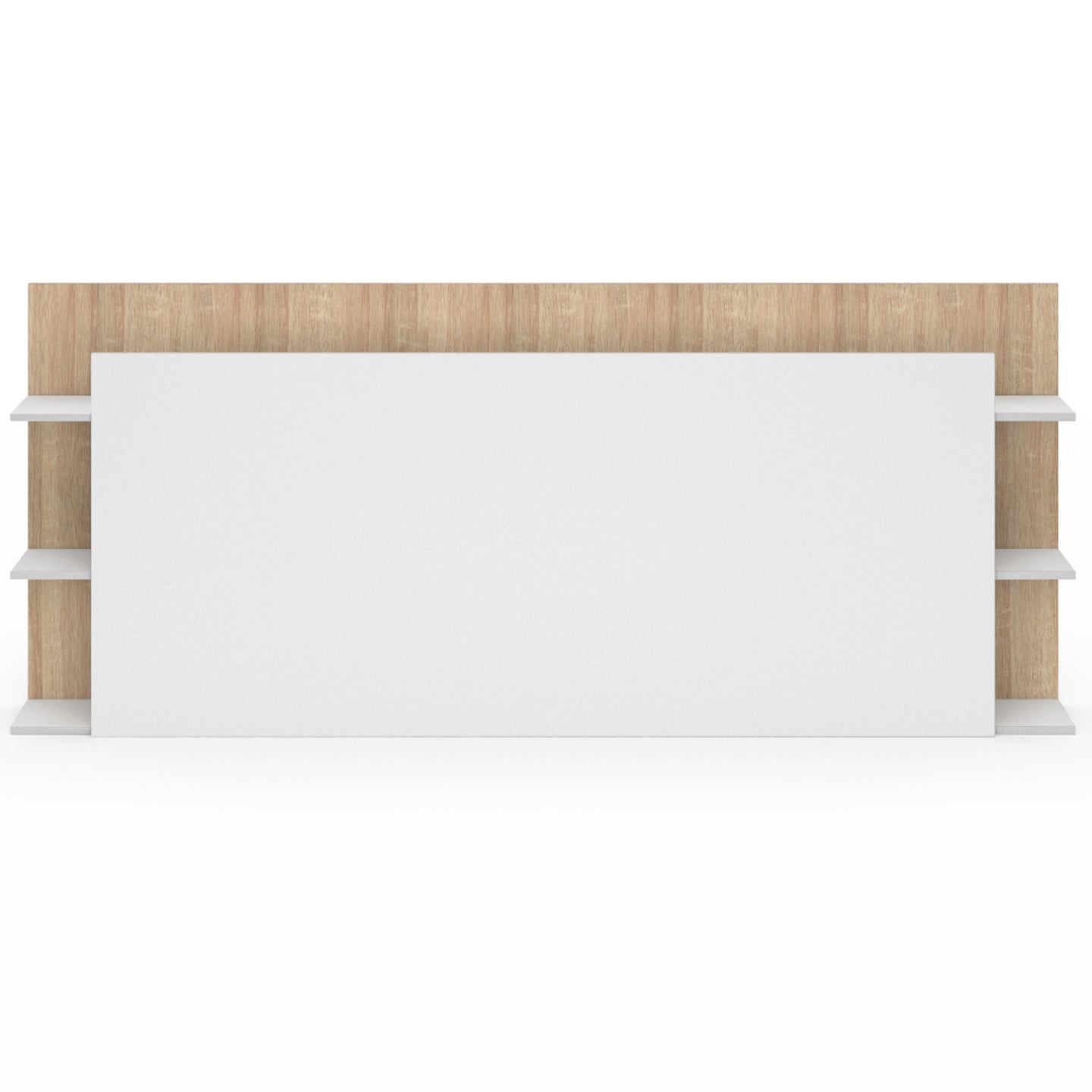 IDMarket - Cabecero CIRI para camas de 140 y 160 CM con compartimentos blancos y de madera