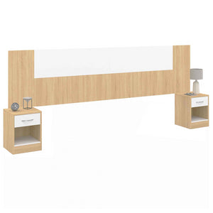 IDMarket - Cabecero SAPA para cama 140 y 160 CM con mesillas efecto madera y blanco