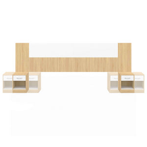 IDMarket - Cabecero SAPA para cama 140 y 160 CM con mesillas efecto madera y blanco