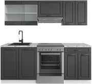 Cucina componibile R-Line, Antracite casa di campagna/bianco, 200 cm senza piano di lavoro, adatto per l'espansione individuale con moduli aggiuntivi