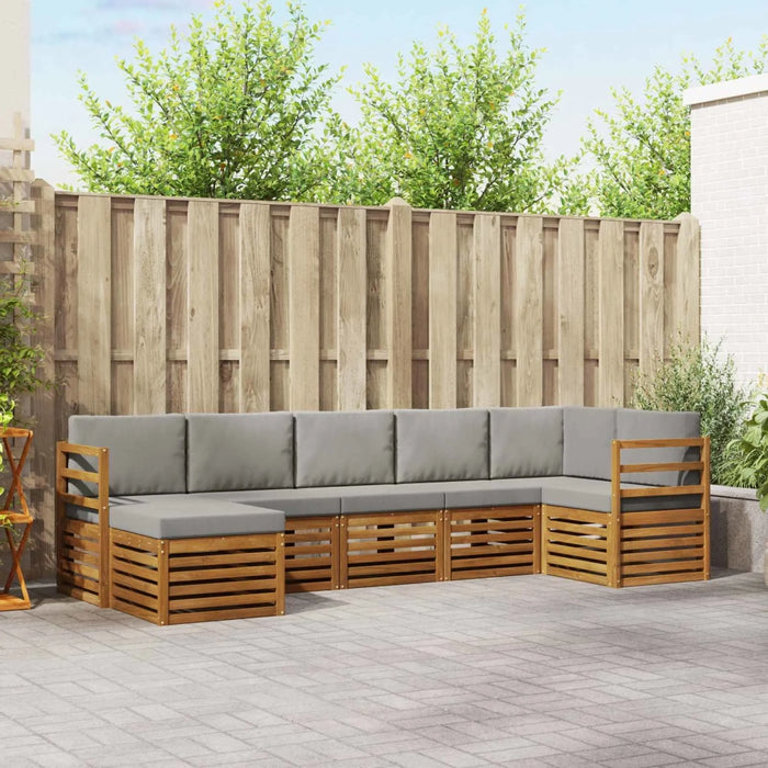 Set divano sezionale con cuscino 7 pcs Grigio Naturale e Chiaro 3375151