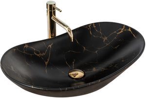Lavabo Da Appoggio Rea Royal 60 Black Marble Mat