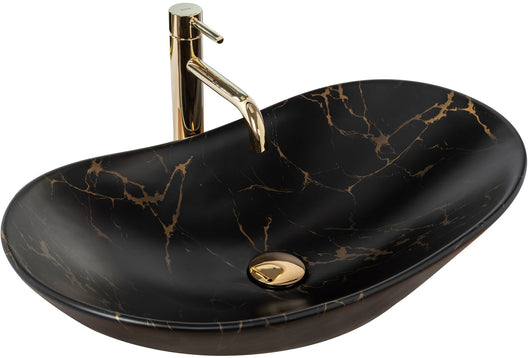 Lavabo Da Appoggio Rea Royal 60 Black Marble Mat