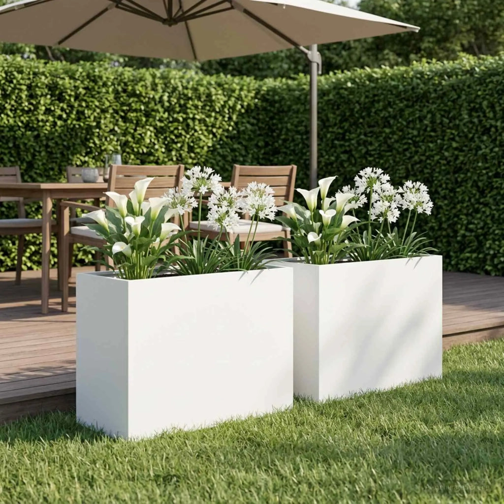 Vaso da giardino 2 pz Bianco 60 x 30 x 40 cm 8005557