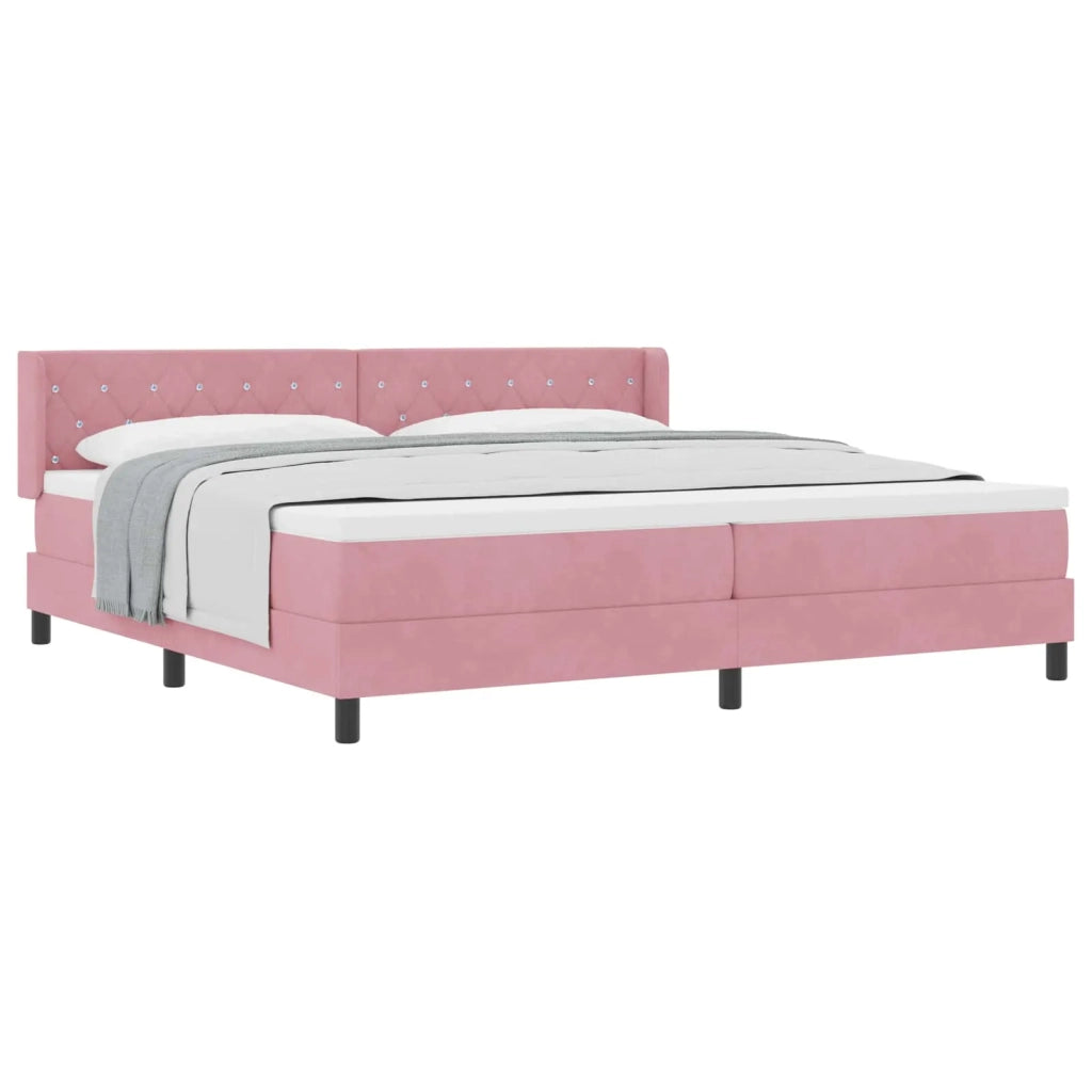 Letto a molle con materasso Rosa 200 x 200 cm Poliestere