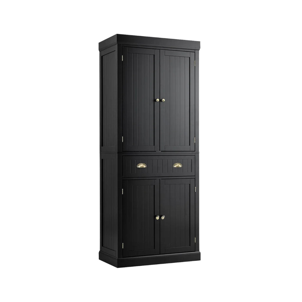 Mobile buffet da cucina indipendente 76 x 40 x 183,5 cm ampio spazio di archiviazione design moderno in MDF nero 20_0010806