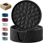 Sostegni in silicone per tavolo [6-pack] - Sostegni con supporto per protezione del piano di lavoro - Antiscivolo, non adesivo, decorazione per tavolo salotto, nero