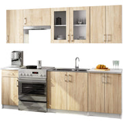 Set da cucina con vetrina AKORD LIMA 2,4 m H720 Bianco 240 cm 11 ante 1 cassetto frontale Rovere Sonoma 240×44,5×203 cm
